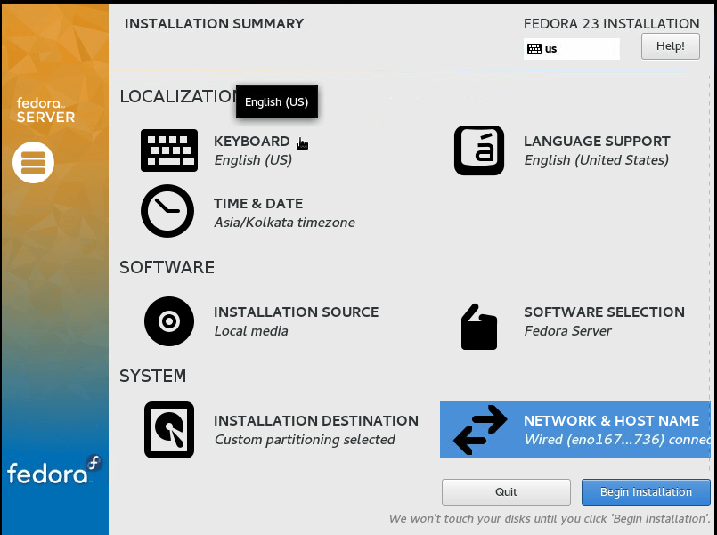 begin installation