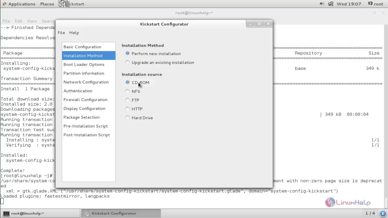 Installation method and source