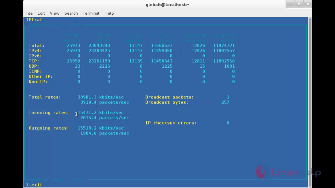 Detailed interface statistics Screen