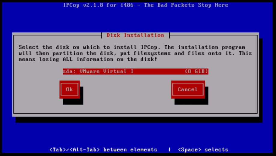 Installation-IPCop-manages-firewall-appliance-Linux-net-filter-framework-Select-disk 