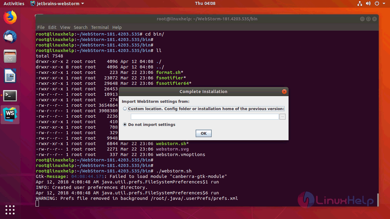 webstorm linux install
