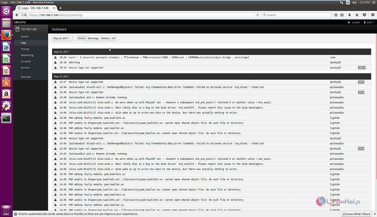 system logs