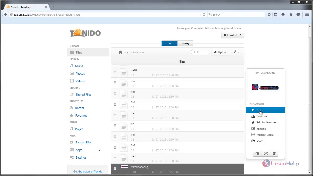 Installation_Tonido_cloud_server_Ubuntu_view_uploaded_image_file
