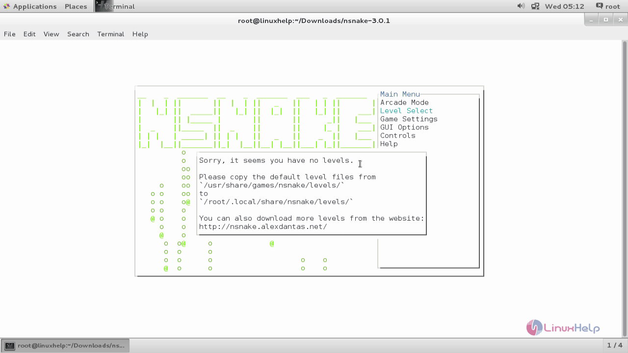 install-play-snake-game-Linux-terminal-Level-Select