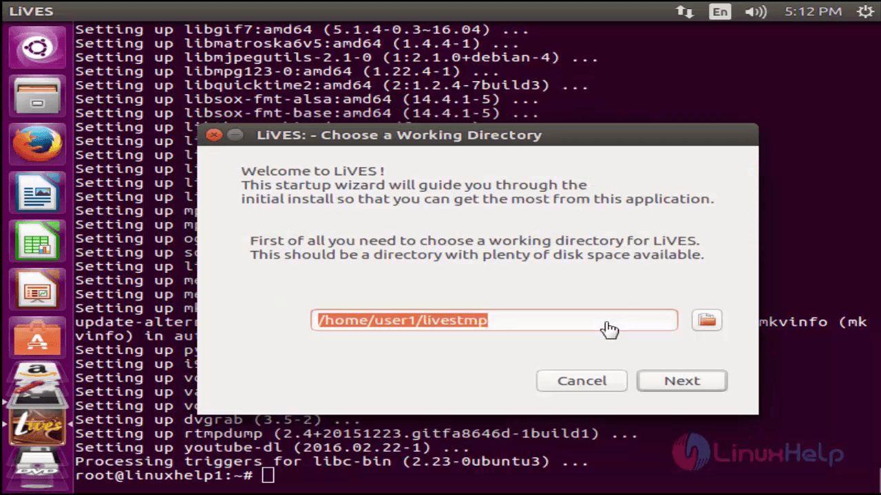 Install-LIVES2.4.8-realtime-video-performance-and-non-linear-editing-tool-Ubuntu-Choose-working-directory