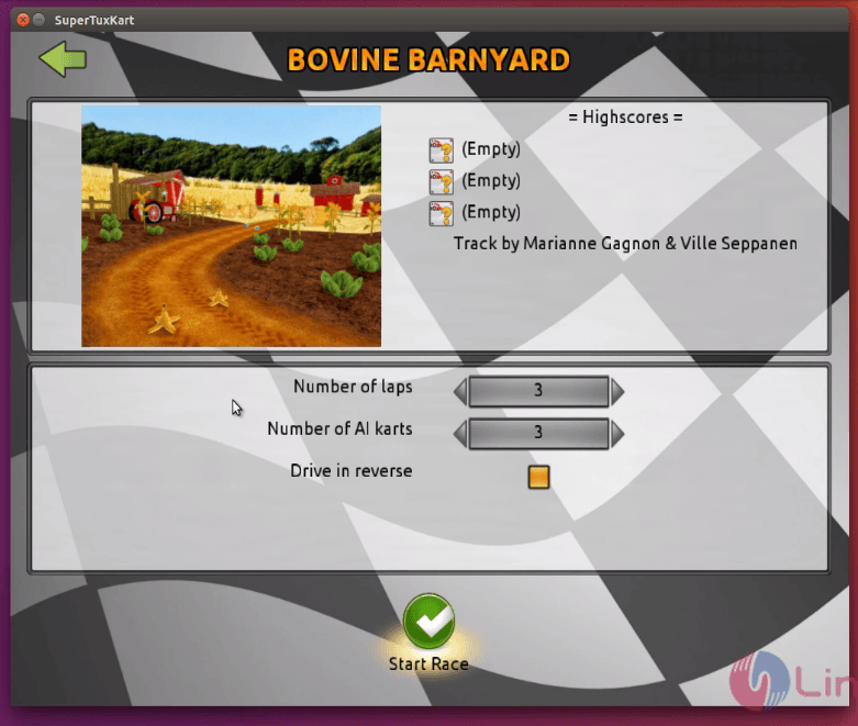 install-super-tux-kart-game-racing-game-Ubuntu 16.04-Start-playing